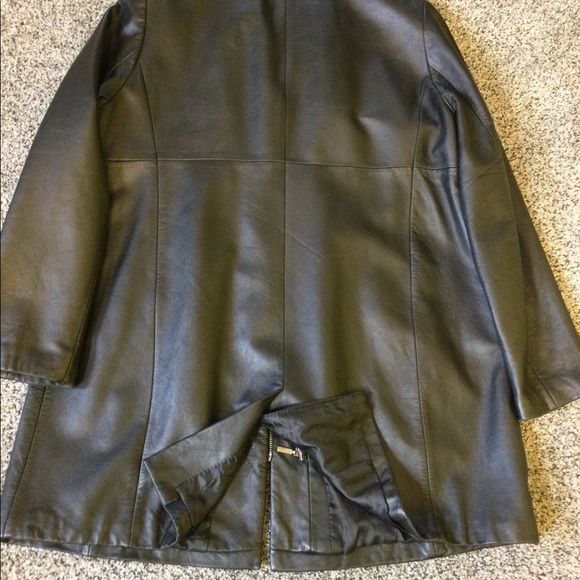 L Croft & Barrow black lambskin leather coat - Picture 7 of 16